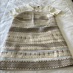 Topshop Cream and Gray Patterned Dress